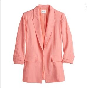 Nine West Coral Ruched Sleeve Open Front Blazer - Size: Extra Large